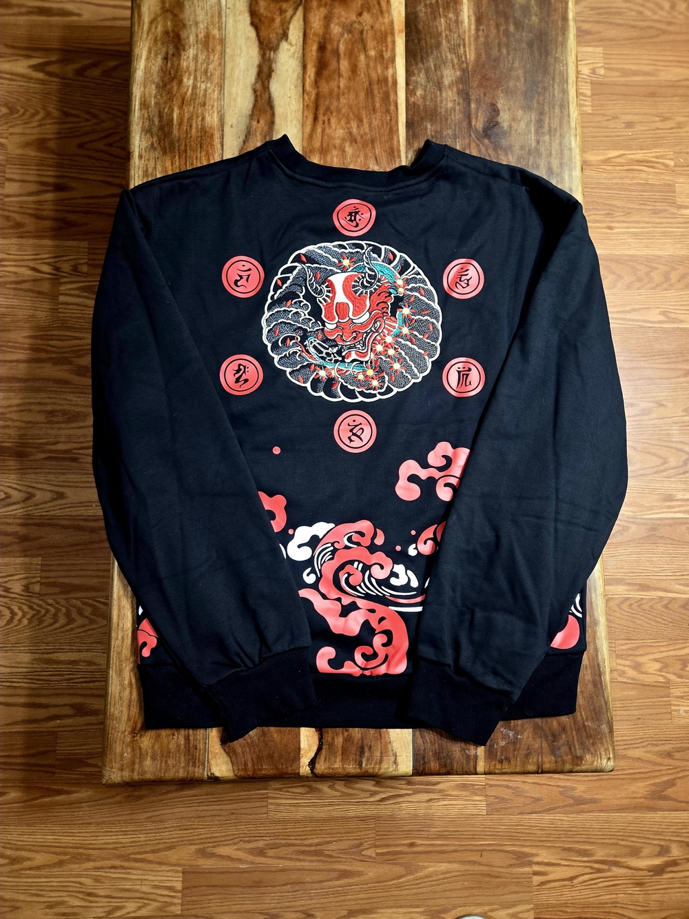 NIEPCE "Red Oni" Embroidered Sweater - Black - Size X-Large
